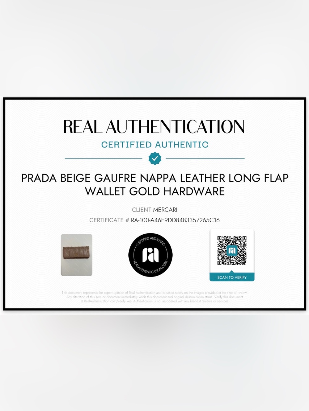 PRADA Beige Gaufre Nappa Leather Long Wallet Gold Logo Continental Wallet - Picture 16 of 16